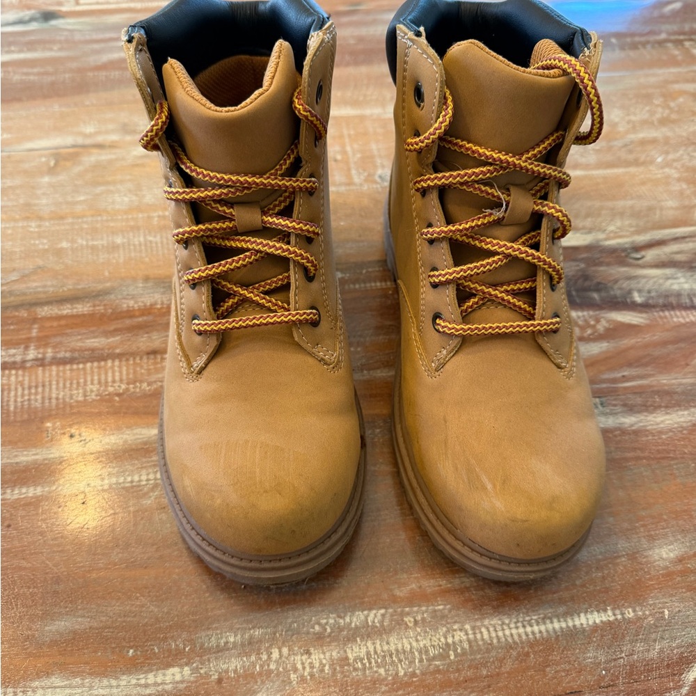 Kids Work-Style Lace-Up Boots in Tan